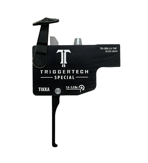 Il grilletto TriggerTech Tikka, Black Special Flat offre una risposta rapida e personalizzabile, migliorando la precisione e il controllo per ogni tiratore.